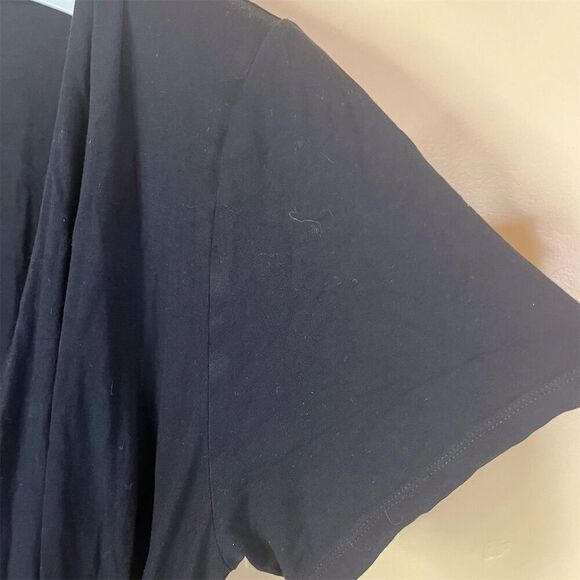 Ava‎ & Viv Women's Size 1X Black Tie Front Wrap Blouse Short Sleeve Classic - Picture 4 of 7